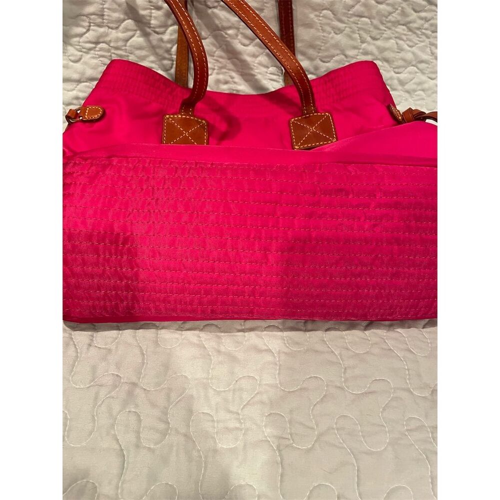 Dooney & Bourke Women's Bright Pink Nylon Tote Bag with Leather Trim - Picture 7 of 16